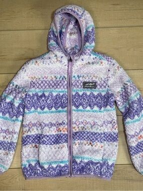 Eddie Bauer Kids' Multicolor Patterned Fleece Hoodie Sweatshirt Jacket 5/6